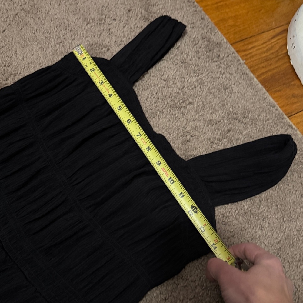 NWOT H&M Sun Dress-Sz S-Black-Wide Straps-Elastic Top-Gathered Details-Viscose - Picture 14 of 15